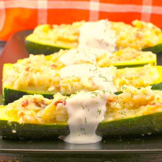 Pierogi Zucchini Boats - Recipe photo by Food Meanderings