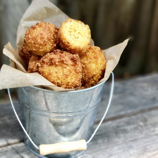Hushpuppies With Maple Butter - Recipe photo by simmerandsauce