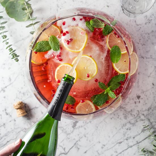 Pomegranate-Champagne Punch - Recipe photo by Stiers Aesthetic