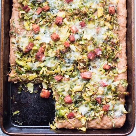 Brussels Sprouts and Bacon Pizza - Recipe photo by AbrasKitchen