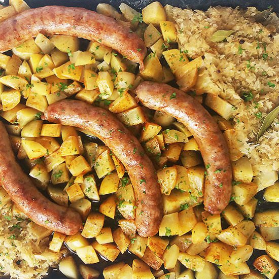Sheet Pan Roasted Potatoes and Sausage - Recipe photo by 2pots2cook