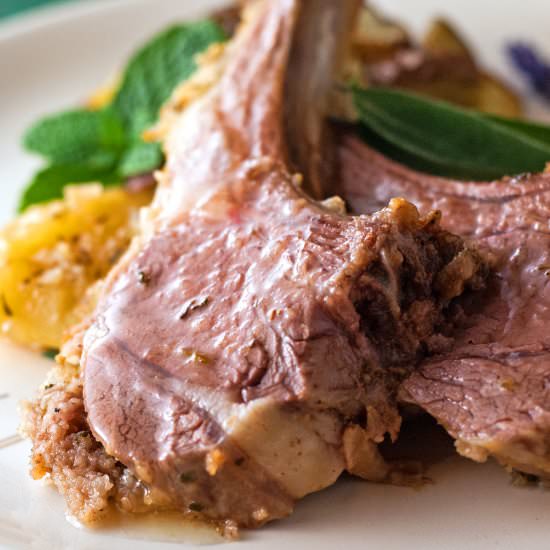 Garlic Roasted Rack of Lamb - Recipe photo by cookiesforengland