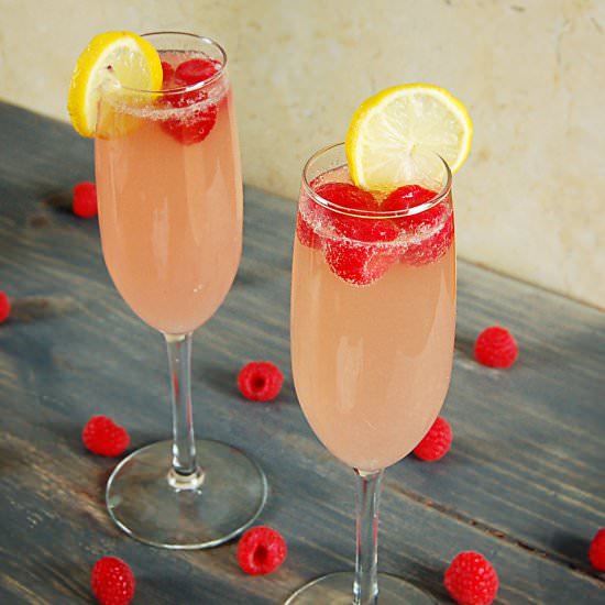 Peach Raspberry Mimosa - Recipe photo by Alecia ChickenScratchNY