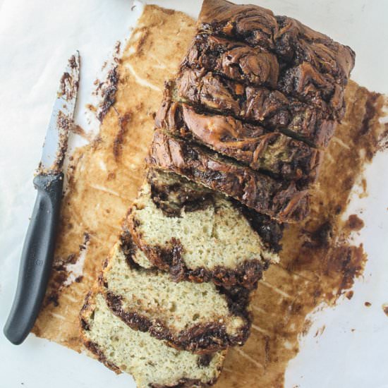 Nutella Swirled Banana Bread - Recipe photo by The Desserted Girl