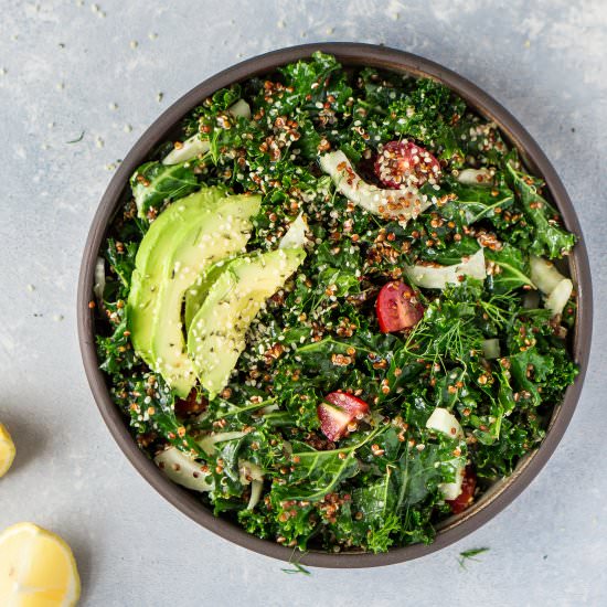 Kale & Red Quinoa Salad - Recipe photo by eatlovenamaste