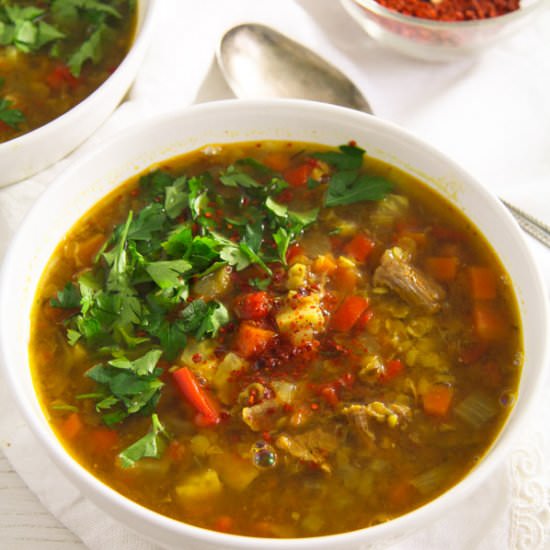 Yellow Split Lentils and Beef Soup - Recipe photo by adinutza