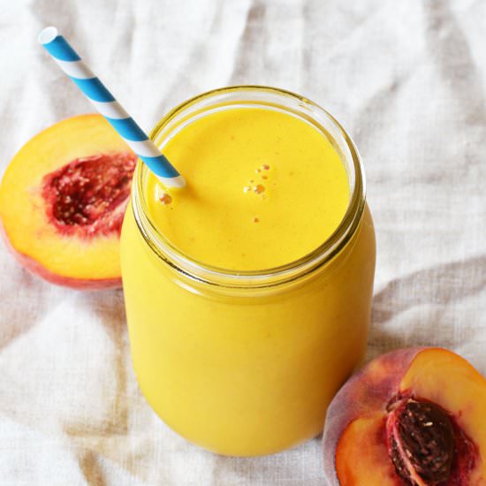 Peachy Tahini Sunshine Smoothie - Recipe photo by The Colorful Kitchen