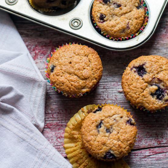 Spelt Flour Muffins with Saskatoons - Recipe photo by sugarlovespices