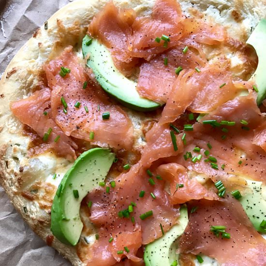 Smoked Salmon Breakfast Pizza - Recipe photo by Kathryns.kitchen.blog