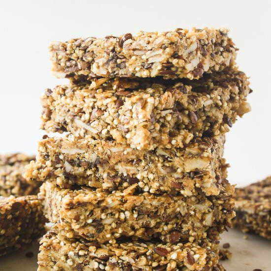 Quinoa Peanut Butter Bars - Recipe photo by The Desserted Girl