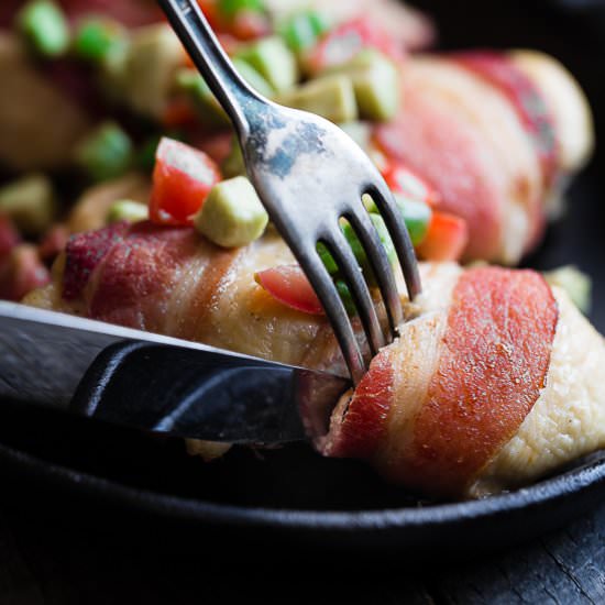 Bacon Wrapped Chicken with Avocado - Recipe photo by foodfaithfitness
