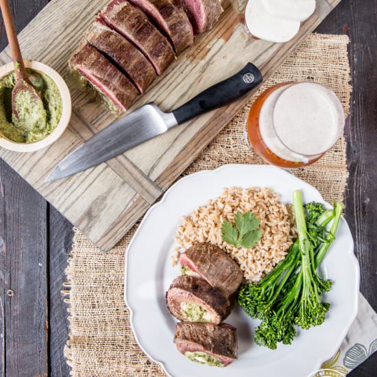 Mozzarella and Pesto Stuffed Steak - Recipe photo by TheBeeroness