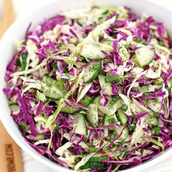 Red and Green Cabbage Cucumber Salad - Recipe photo by valyastasteofhome.com