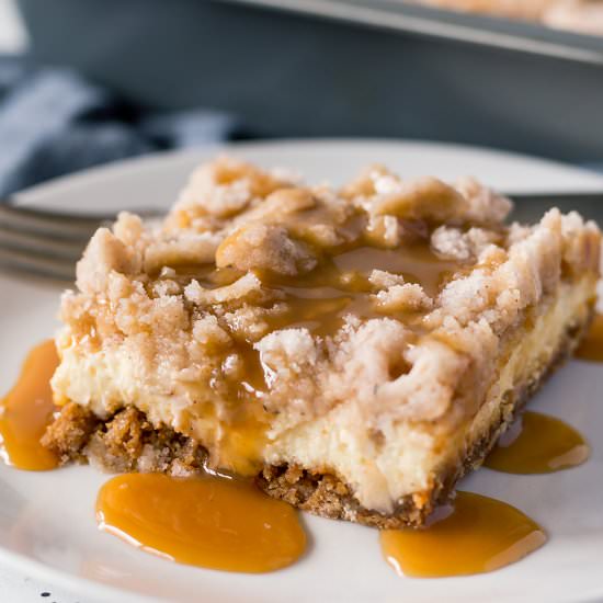Salted Caramel Apple Cheesecake Bar - Recipe photo by poweredbymom