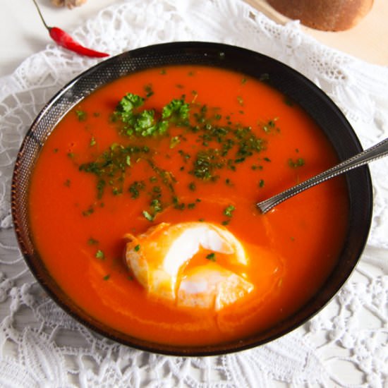 Tomato Ginger Soup with Eggs - Recipe photo by adinutza
