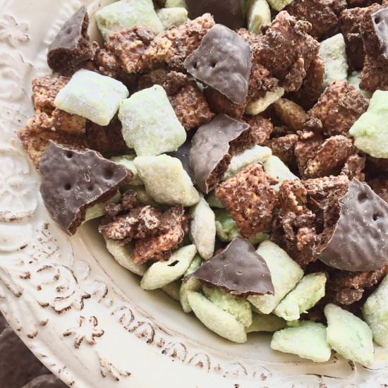 Thin Mint Muddy Buddies - Recipe photo by Kathryns.kitchen.blog