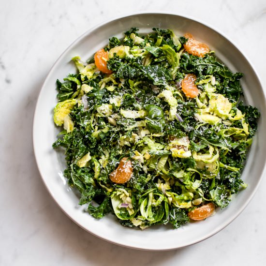 Kale and Brussels Sprouts Salad - Recipe photo by saltandlavender