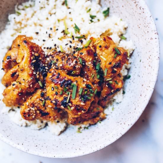 Crispy Sesame Chicken w/ Cauli Rice - Recipe photo by food by mars