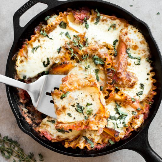 Healthy Caprese Skillet Lasagna - Recipe photo by saltandlavender