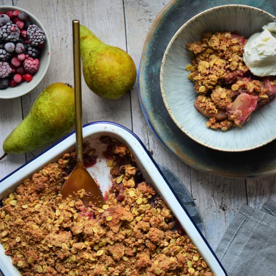 Pear and Berry Crumble - Recipe photo by Hannah Bond