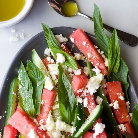 Watermelon, Feta & Cucumber Salad - Recipe photo by Healthy Little Foodies