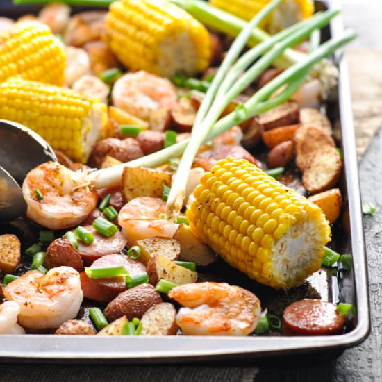 Sheet Pan Low Country Boil - Recipe photo by The Seasoned Mom