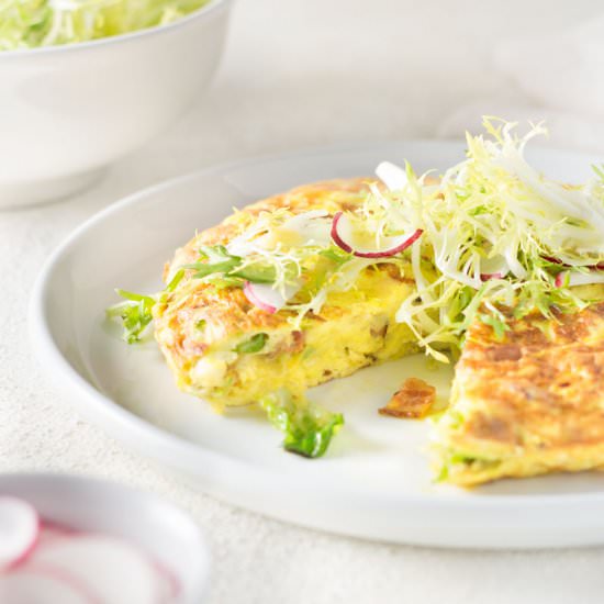 Bacon & Brussels Frittata - Recipe photo by My Three Seasons