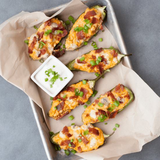 Buffalo Chicken Jalapeno Poppers - Recipe photo by Peace Love and Low Carb