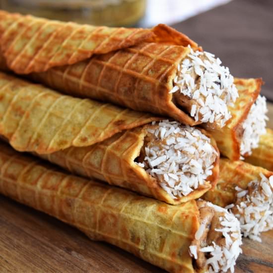 Banana Waffles with Nutty Dates - Recipe photo by exploredough