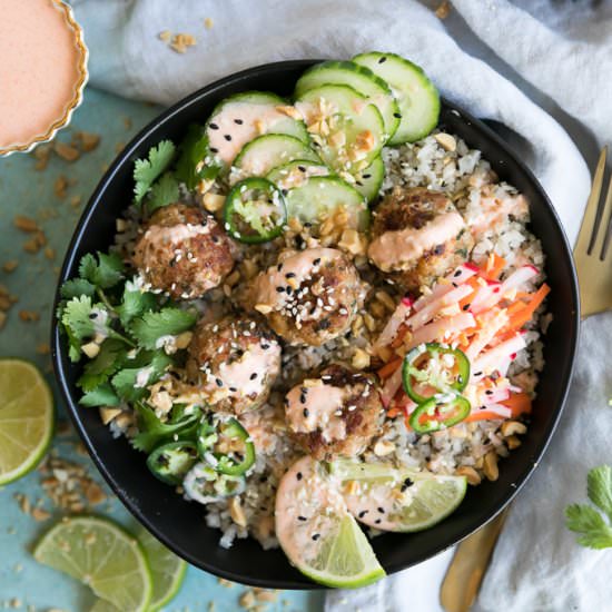 Bahn Mi Meatball Bowls - Recipe photo by Spices in my DNA