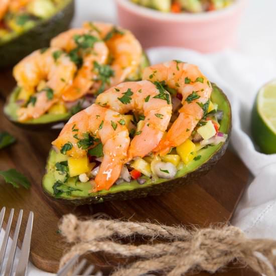 Prawn Avocados with Mango Salsa - Recipe photo by dontgobaconmyheart