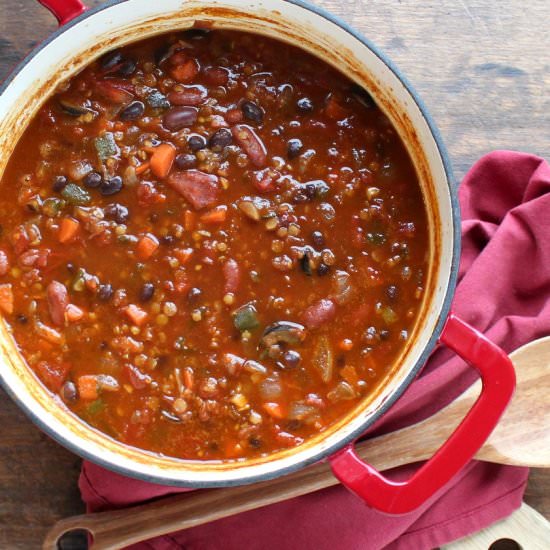 Vegetarian Chili with Red Lentils - Recipe photo by Healthyideasplace