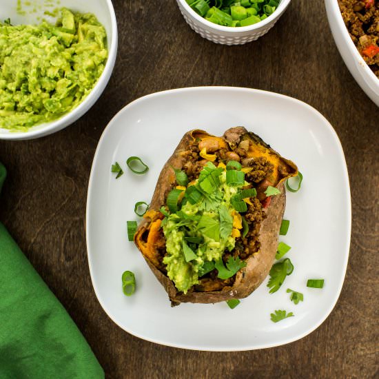 Soy Taco Stuffed Potatoes - Recipe photo by Bites of Flavor