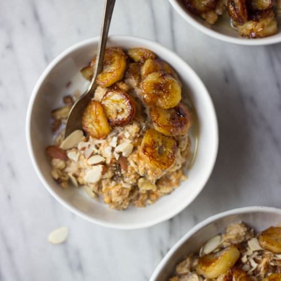 Caramelized Banana & PB Oatmeal - Recipe photo by the_gourmet_RD