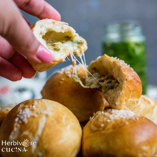 Cheese Jalapeño Pretzel Rolls - Recipe photo by Herbivore Cucina