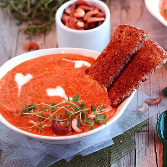 Toasted Cashew Carrot Ginger Bisque - Recipe photo by VeganVigilante