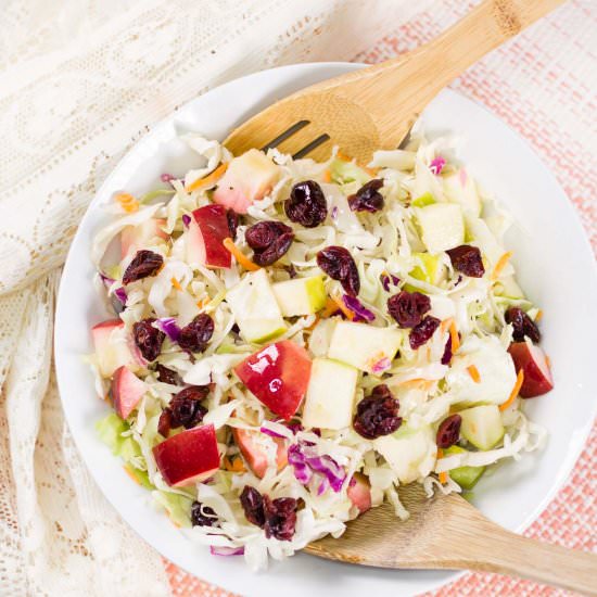 Apple Cranberry Almond Coleslaw - Recipe photo by veggiebalance