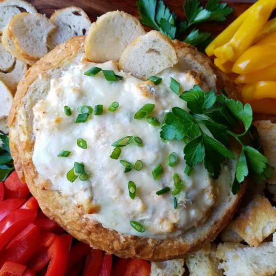 Warm Bread Bowl Crab Dip - Recipe photo by Give it Some Thyme
