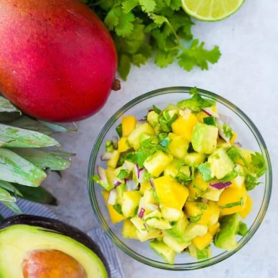 Mango Avocado Salsa with Pineapple - Recipe photo by rachelcooksblog