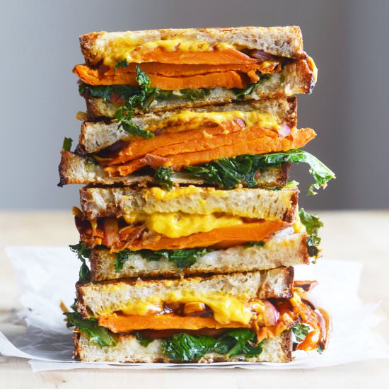 Vegan Sweet Potato Grilled Cheese - Recipe photo by The Colorful Kitchen