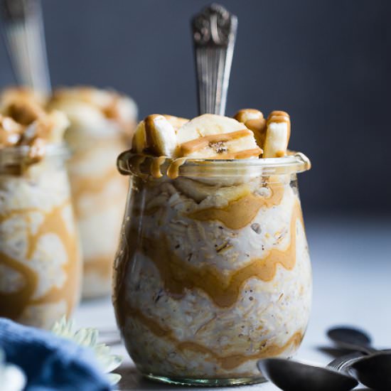 Banana Peanut Butter Overnight Oats - Recipe photo by foodfaithfitness