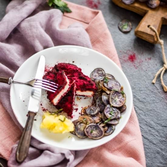 Pork chop with purple chips - Recipe photo by Mienta