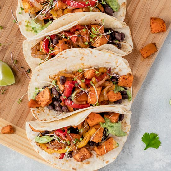 Sweet Potato & Black Bean Tacos - Recipe photo by eatlovenamaste