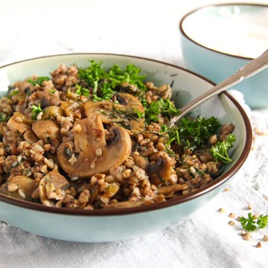Roasted Buckwheat with Mushrooms - Recipe photo by adinutza