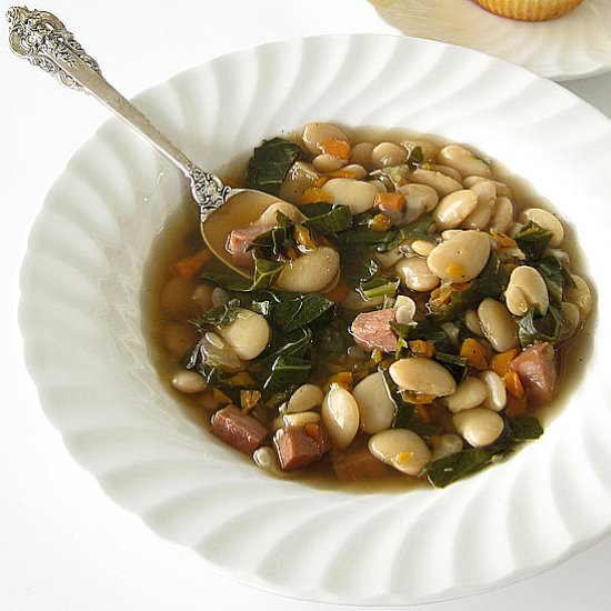 Lima Beans with Ham and Greens - Recipe photo by delightfulrepast