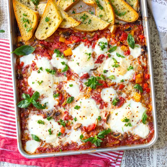 SHEET PAN ITALIAN BAKED EGGS - Recipe photo by beckysuebakes
