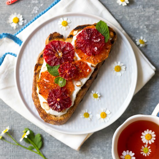 BROILED ORANGE RICOTTA TOASTS - Recipe photo by beckysuebakes