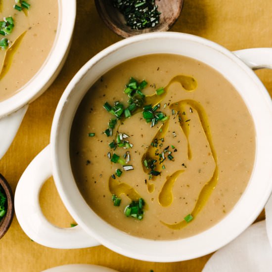 Nourishing Potato Onion Soup - Recipe photo by Our Salty Kitchen