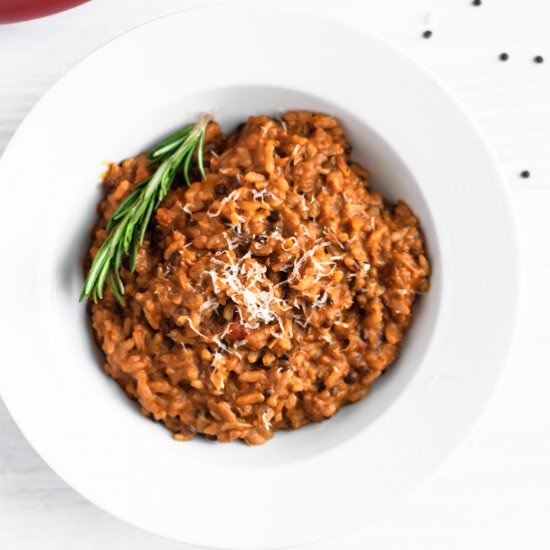 Vegan Risotto Bolognese - Recipe photo by thecuriouschickpea