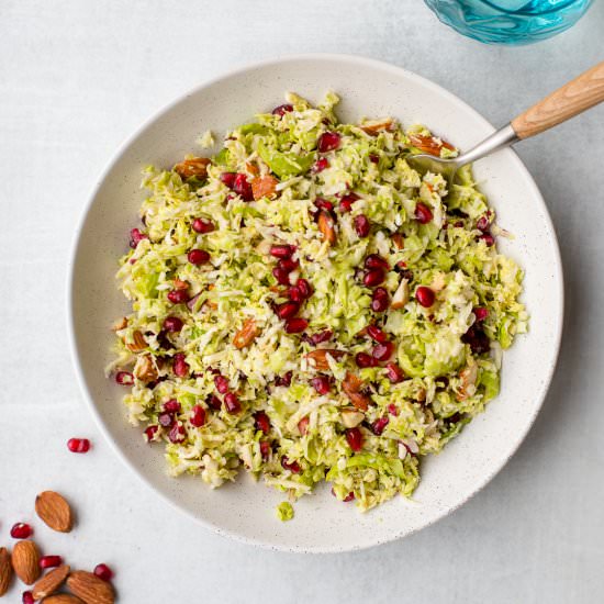 Brussels Sprouts Pomegranate Salad - Recipe photo by nourishandfete